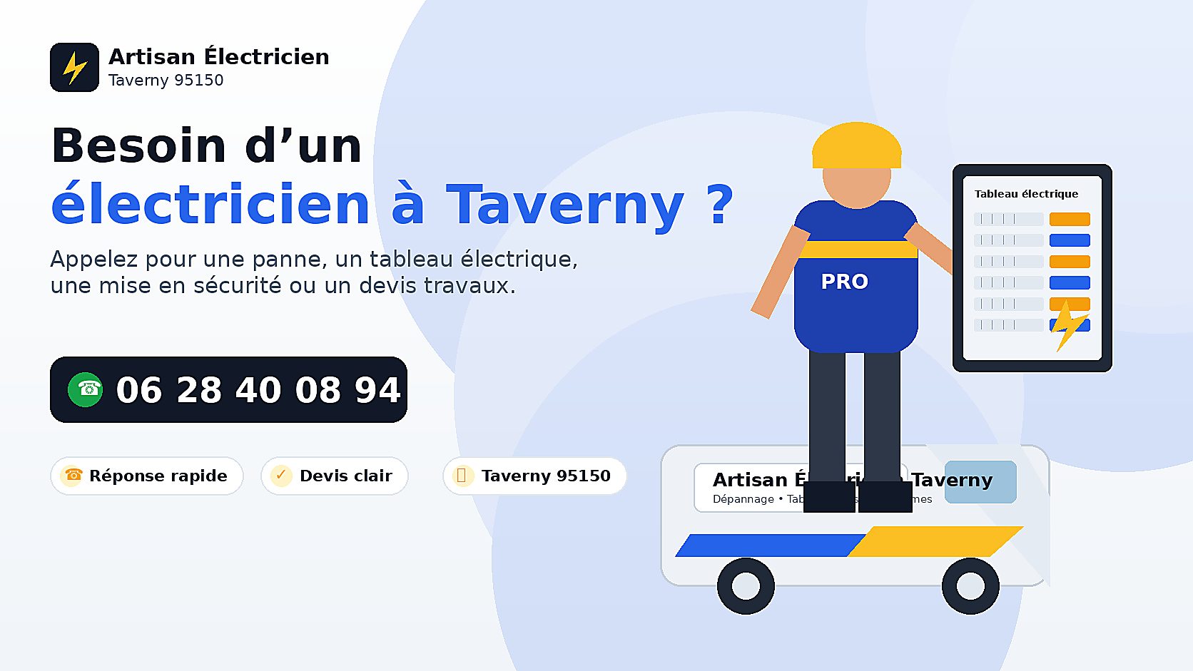 Besoin d'un électricien à Taverny ? Appelez le 06 28 40 08 94