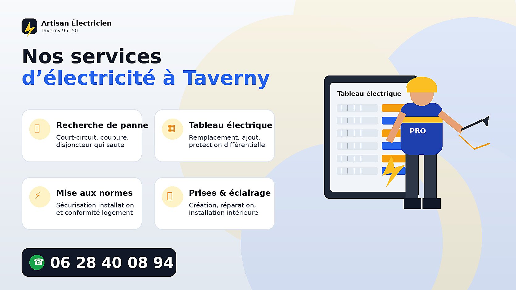 Services électricien Taverny Val-d'Oise — Artisan local 95150